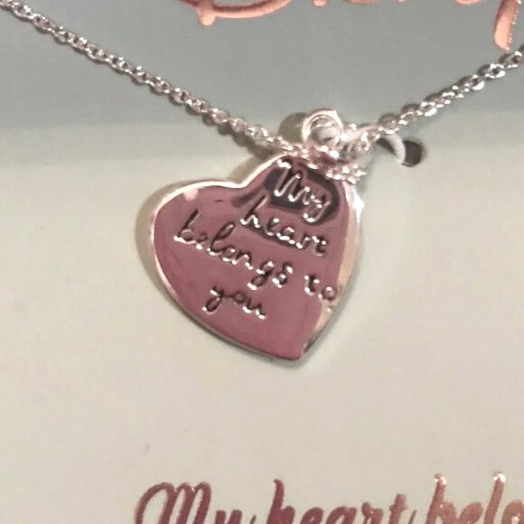 DISNEY MICKEY MOUSE SILVER HEART PAVE CLEAR CRYSTALS NECKLACE**NEW! - Picture 3 of 4